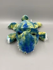 Walmart Green & Blue Dinosaur Lizard Ribbed Belly Plush Stuffed Animal 13"