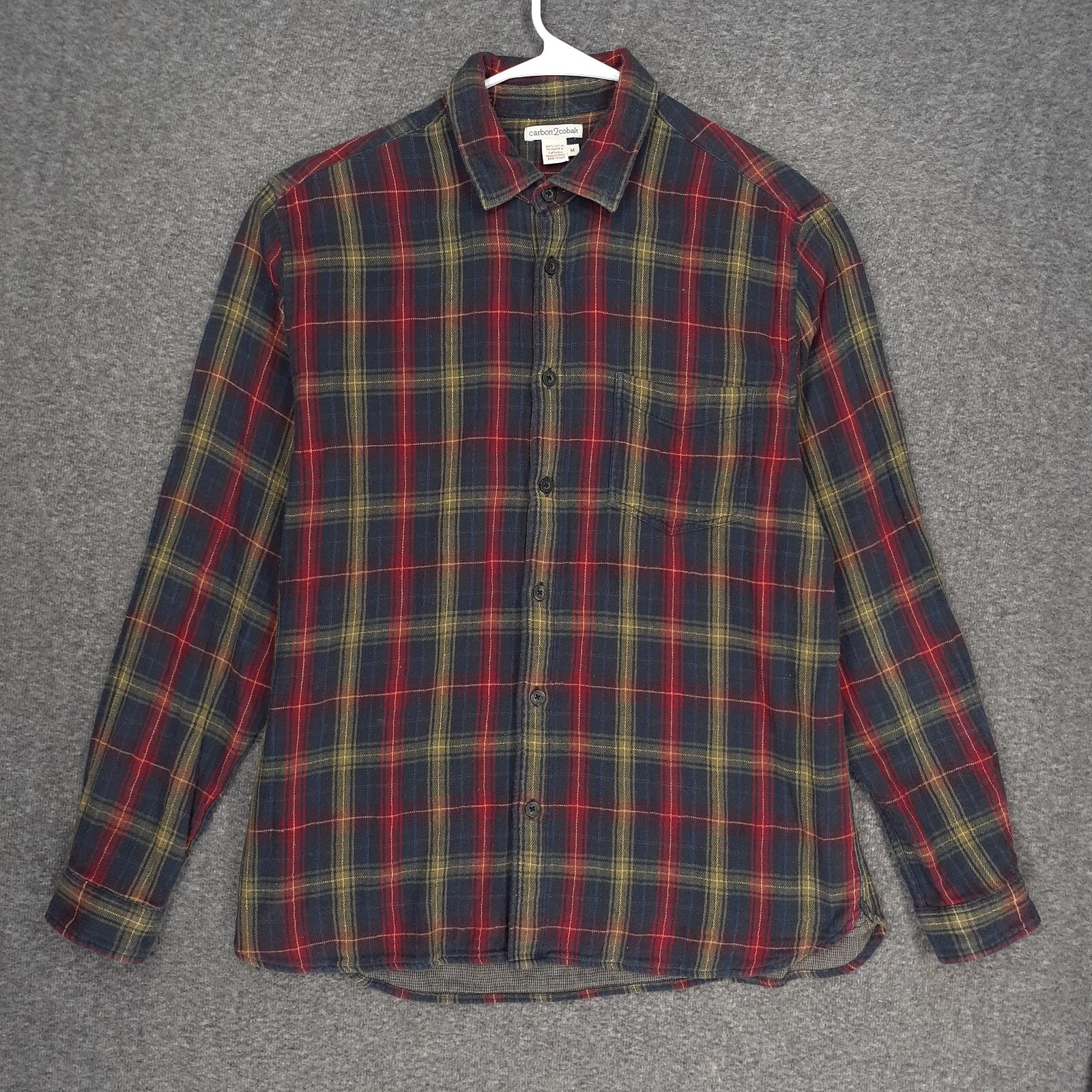 Carbon 2 Cobalt Upper Echelon Plaid Shirt Mens M blue red plaid Flannel 133093