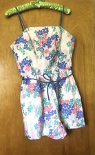 Vintage 70  s- 80  s Sea Waves Pink  Lavender Floral Romper Bathing Suit
