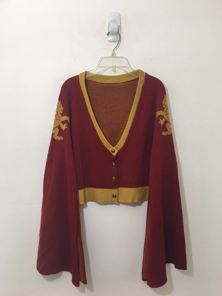 Cárdigan recortado manga capa diseño Elhoffer logotipo león 2X