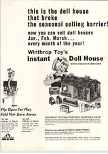 1968 PAPER AD Winthrop Toy Instant Doll House 4" 6" Dolls Furniture