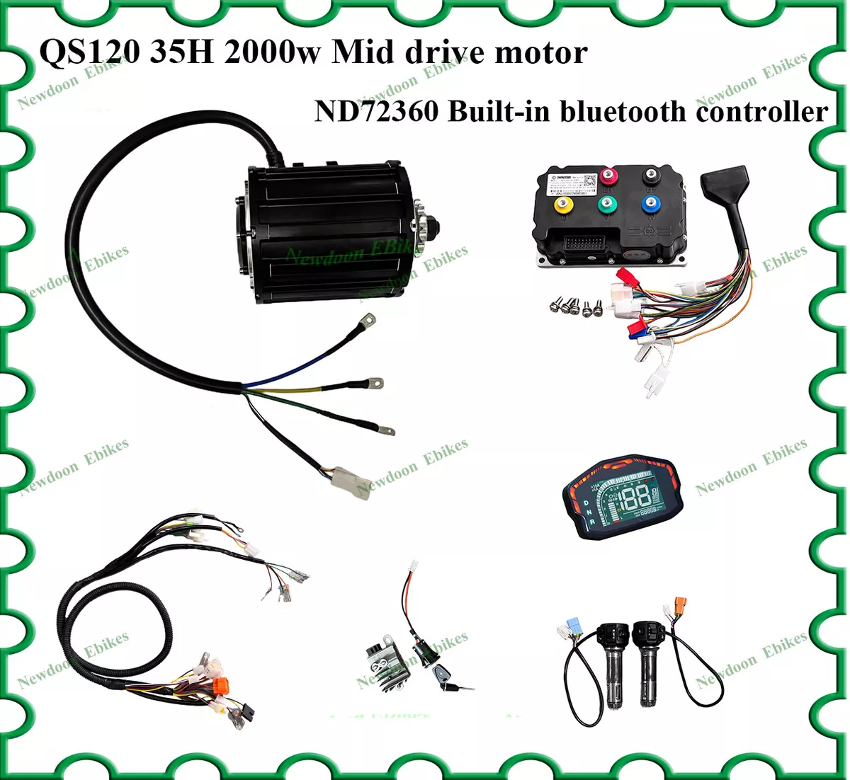 QS120 2000W 70H BLDC Mid Drive Motor Kit Fardriver ND72360 controller for ATV
