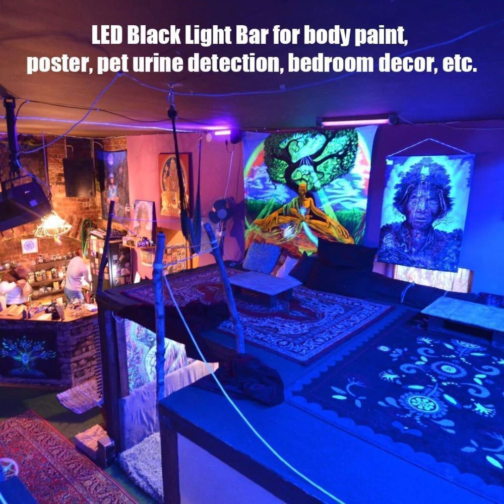 48LED UV Black Light Bar Fixtures Ultraviolet Lamp Strip US Plug DJ Party Club