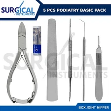 5 Pcs Podiatry Basic Pack Set Box Joint Surgical Instruments Kit German Grade