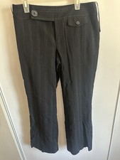 Nine West Size 4 Women’s Straight Leg Dress Pants Black Pinstripe With Buttons