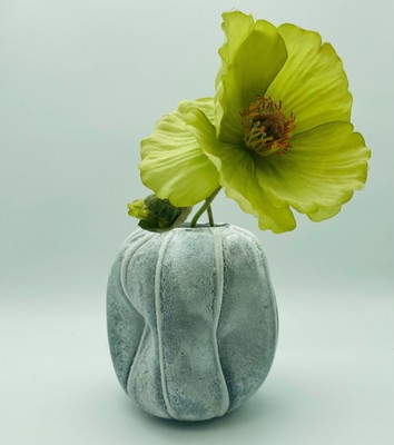 Glas  Vase Blumenvase Moderne Tischvase Blumen  Deko Pflanzen modern grau 15 cm