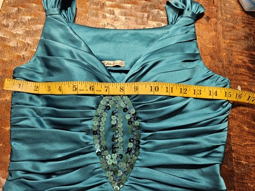 Vintage Eden Sequin Sleeveless Cocktail Turquoise Blue Dress Small Medium - Picture 10 of 13