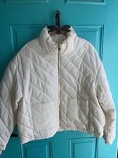 Ci Sono Women’s Ivory Quilted Puffer Jacket With Pockets/zip Closure Size Xl