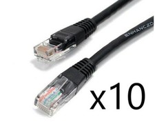 10 Pack Lot - 1ft CAT5e Ethernet Network LAN Router Patch Cable Cord Wire Black