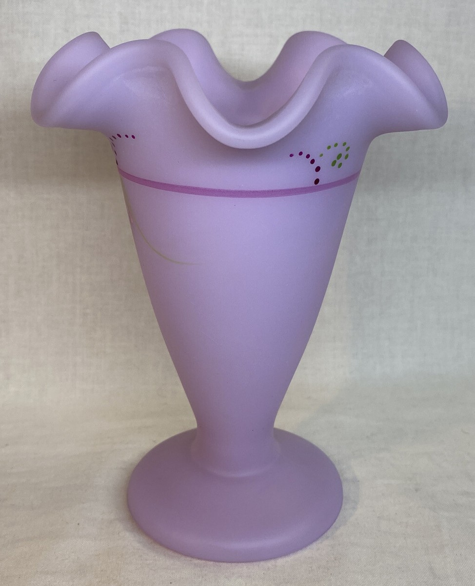 Fenton Art Glass Hand Painted Lavender Satin Vase | eBay