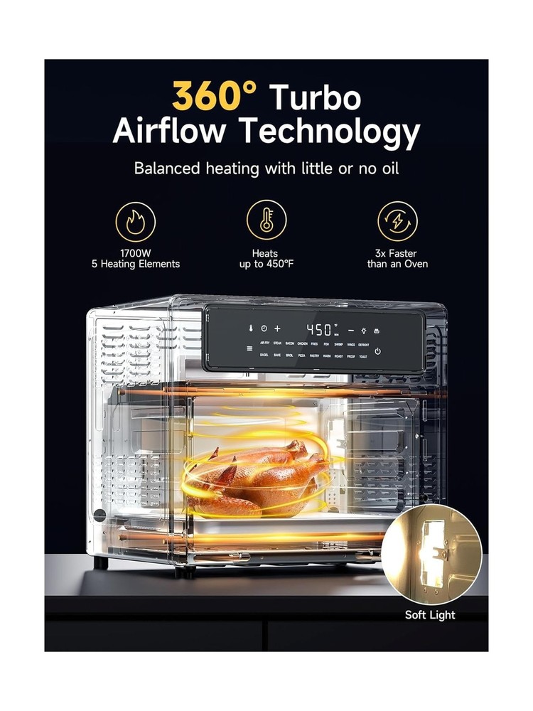 26.4 Qt 18-in-1 Air Fryer Toaster Oven Combo with Convection