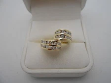 Heavy & Large 14k Solid Gold Twist Channel Set Diamond Band Ring Size 7.25