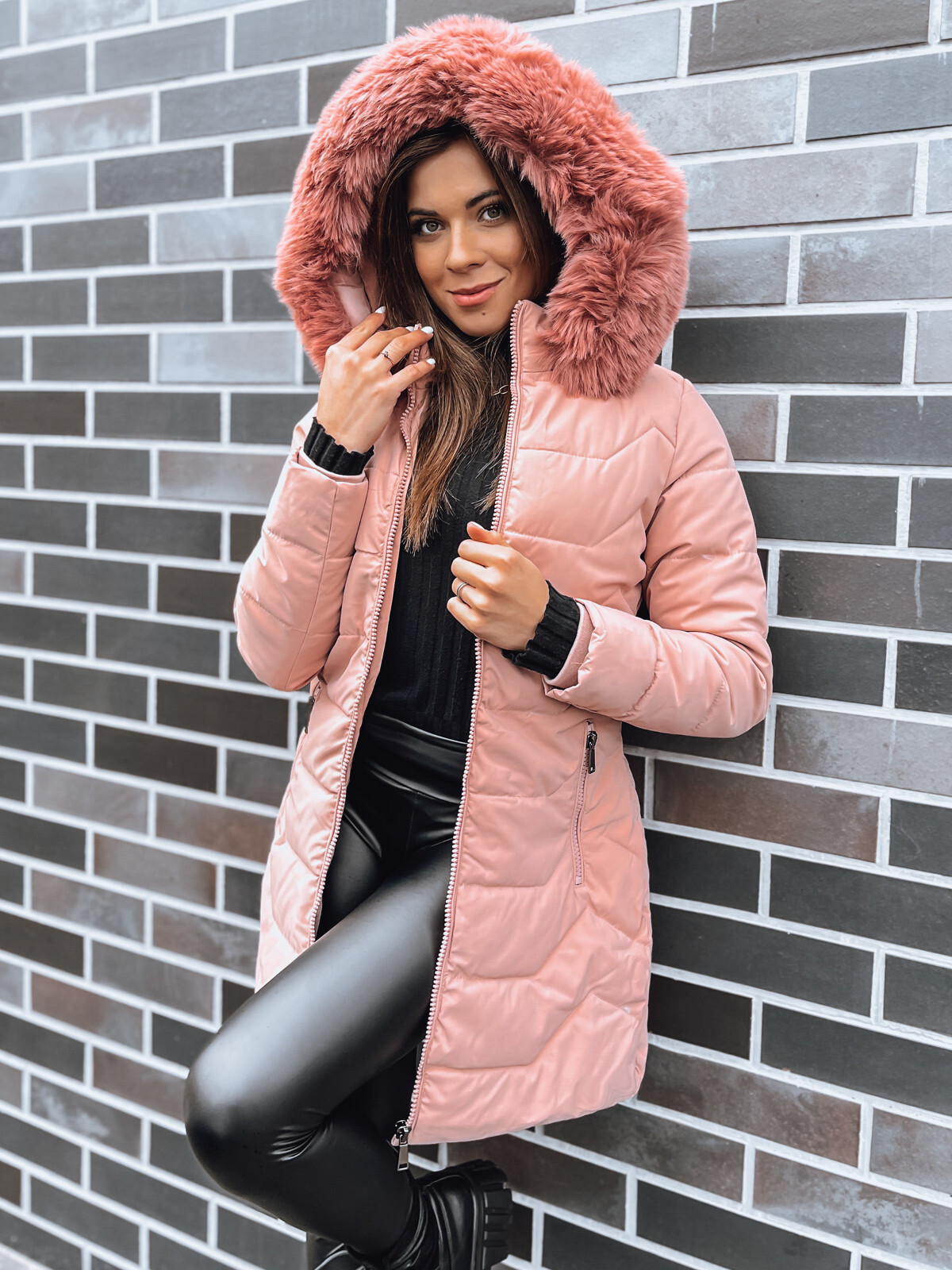 FNKDOR Blau Daunenjacke Damen Winterjacke Mit Fellkapuze Verdickung