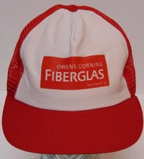 Vtg 1980s OWENS CORNING FIBERGLASS SNAPBACK HAT TRUCKER MESH CAP Made in USA