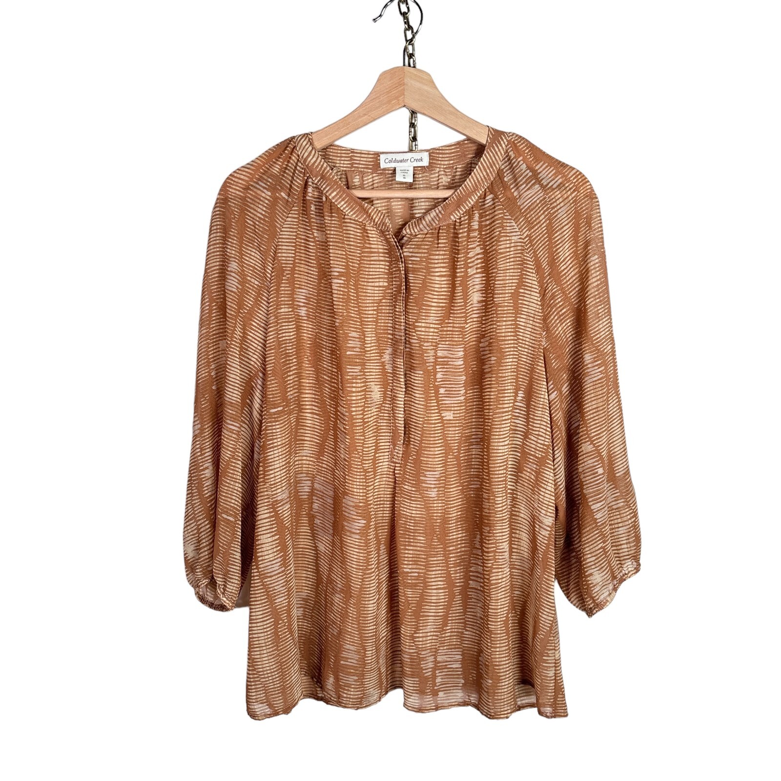 coldwater creek lightweight earthy print blouse t… - image 5