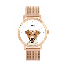 Toff London TLWS-27673 Ladies Beige Jack Russell Terrier Dog Head Watch
