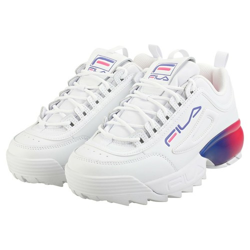 white and blue filas