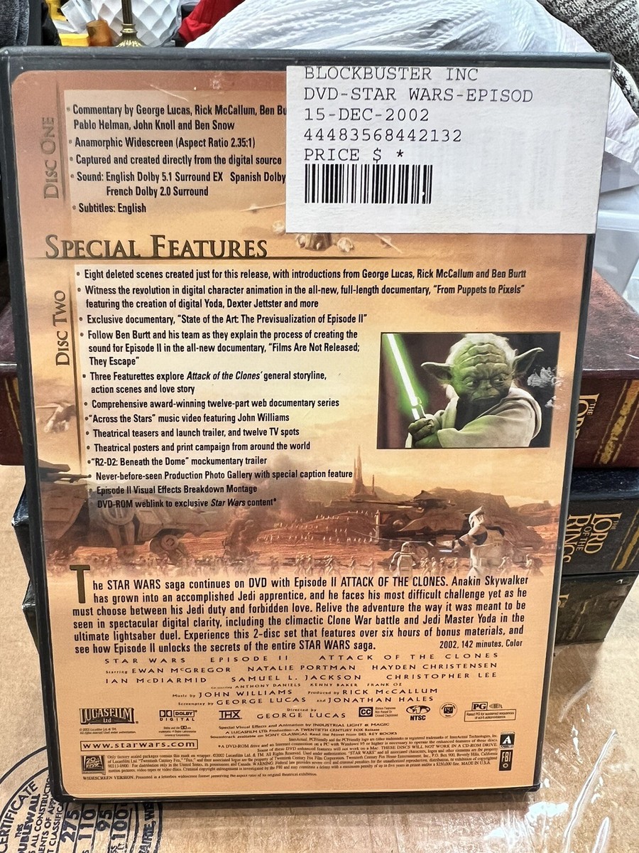 STAR WARS EPISODE II - ATTACK OF THE CLONES WIDESCREEN EDITION DVD