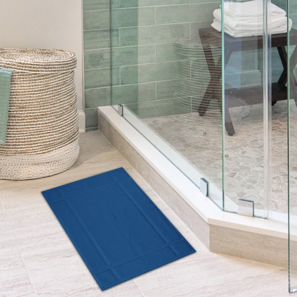 Amplia Alfombra de Baño Decorativa 20" X 34" 100% Algodón Grueso 1350 GSM Absorbente Larga Duración Foto 3 de 4