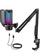 Tonor Gaming Usb Microphone With Adjustable Rgb Modes & Brightness, Condenser Pc