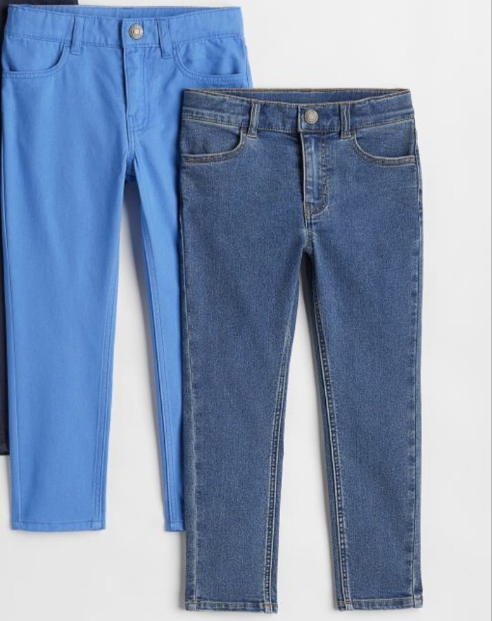 NEW H&M Kids 2 Pack Slim Fit Jeans Cotton Twill Pants Bundle Boy 5T Adjustable