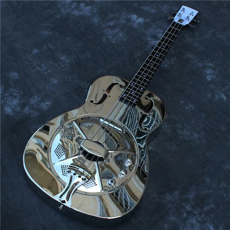 Jonathan Gloss Nickel Finish Acoustic Electric Bass Resonator Guitar