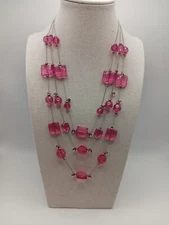 Pink Beaded Layered Necklace