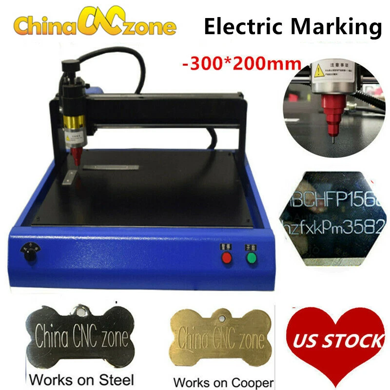 Electric Metal Marking Engraving Machine For Card Dog Tag Steel Signs  300x200mm