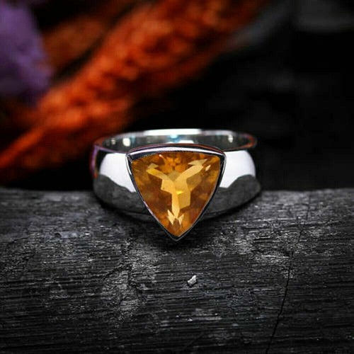 Bague Créateur En Argent 925 Et Citrine - Magnifique Et Rare, Neuve Sans Emballage