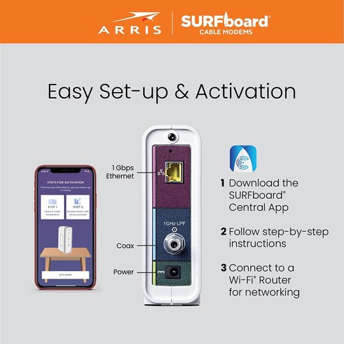 ARRIS SURFboard SB6190 Cable Modem DOCSIS 3.0 1 Gigabit 32 x 8 Black Xfinity Cox - Picture 8 of 9
