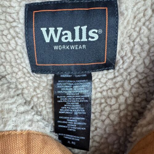 Walls Mens Workwear Sherpa Lined Snap Button Up Shirt Jacket XL Chore Canvas - Picture 4 of 5
