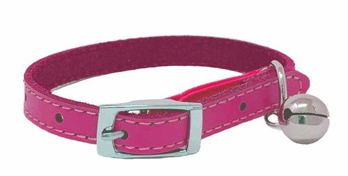 REAL Leather Cat Collar with Safety Elastic Bell & Personalised 25mm Glitter Tag - Picture 29 of 42