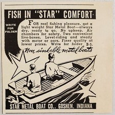 1947 Print Ad Star Lightweight Metal Boats Made in Goshen,Indiana