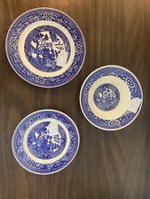 Rare Blue Willow Vintage Plates  Bowl Made in Japan 3PCS