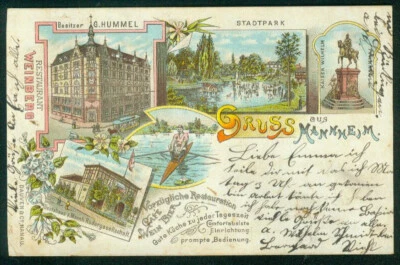 Litho / Lithografie: Mannheim (Druck: Dauven & Co., Hanau) - Bahnpoststempel - Bild 1 von 2