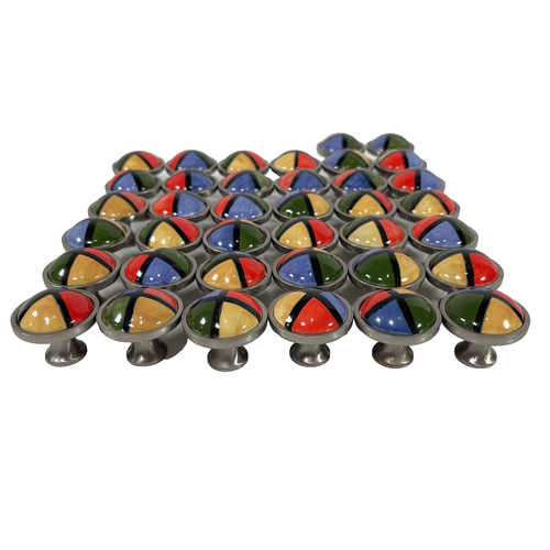 Ceramic Hand Painted Primary Color Block Deco Drawer Knob Pull 38 KNOBS