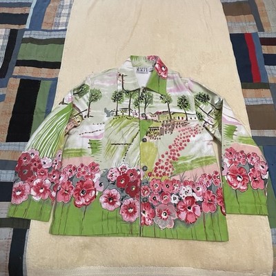 KEREN HART Lightweight Flowers Lightweight Graphic Print Jacket L