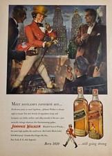 1949 Print Ad Johnnie Walker Scotch Whiskey Red & Black Label Dapper Gentleman