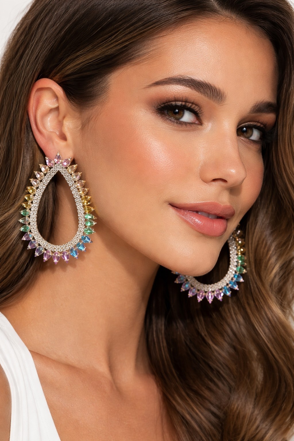 Large Rainbow Rhinestone Statement Earrings – - image 8