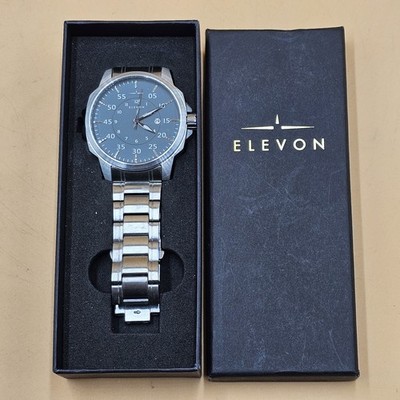Elevon Hughes Men's Stainless Steel Date Watch Original Band New Battery w/ Box