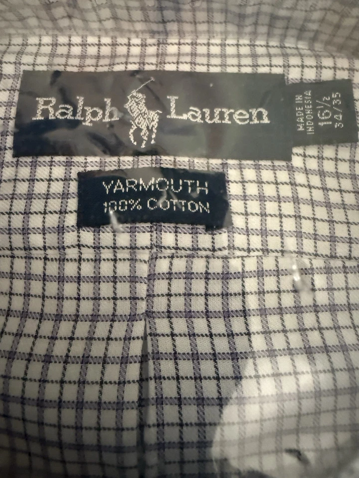 NUEVO CON ETIQUETAS Polo Ralph Lauren Camisa de Vestir Para Hombres 16 1/2-34/35 Lavanda Crema Púrpura Blanco Foto 4 de 4