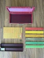 Vintage Mah Jong Set Royal Depth Control Catalin 152 Tiles 6 Racks Case Trays