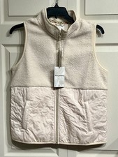 Tommy Bahama Quilted Sherpa Hybrid Vest Cream New Ecru NWT 158