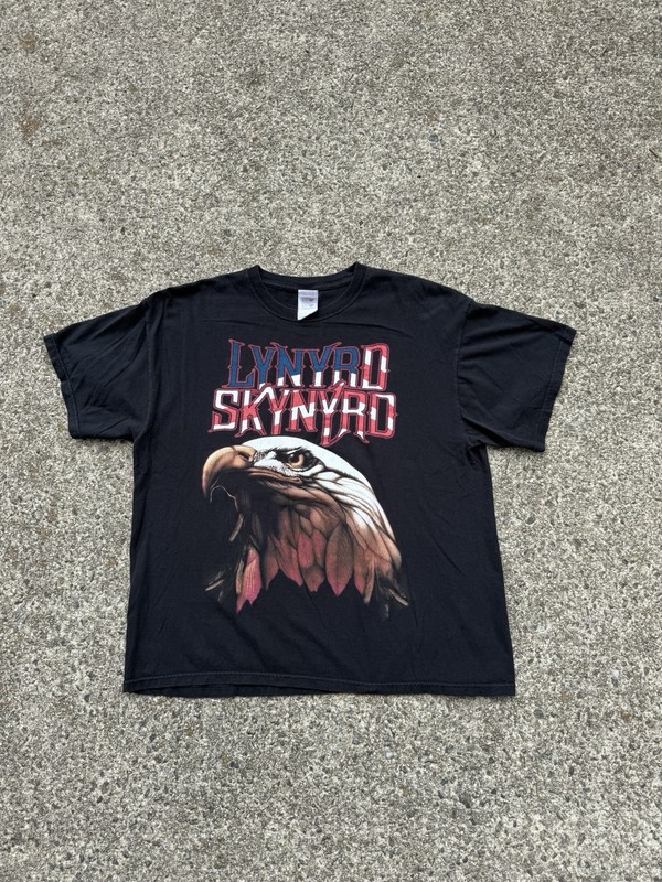 Vintage 2000s Lynyrd Skynyrd Big Eagle American Flag T-shirt Size L Band