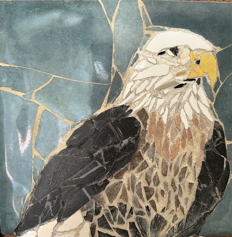 Custom tile mosaic wall art, American Bald Eagle