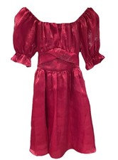 NWT Rare Editions Girls Red Organza Dress Size 14 Puff Sleeve Party Holiday