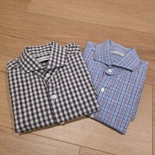Twillory Shirt Men 16.5 34/35 Button Up Safe Cotton Trim Fit Long Sleeve Lot 2 