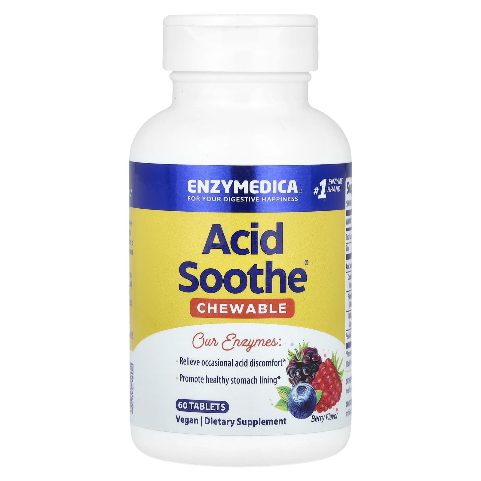 Enzymedica, Acid Soothe,  Chewable, Berry, 60 Tablets