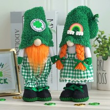 St Patricks Day Decor, Green St Patricks Day Gnome Plush Tomte Elf Doll with ...