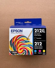 2027 2028 Genuine Epson T212XL-BCS 212XL Black + Color Ink Cartridges OEM Sealed